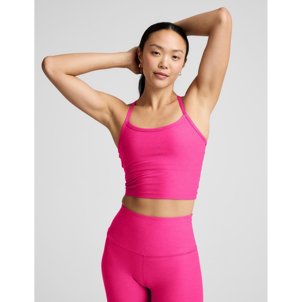 Beyond Yoga Spacedye Pink Glow Heather Slim Racerback Tank & Leggings Set Size M